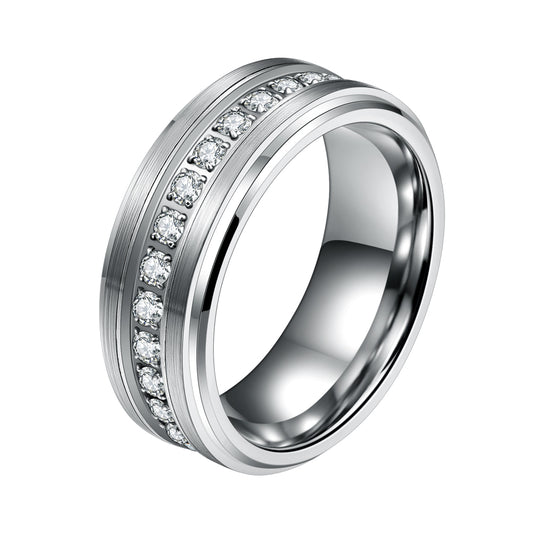 CAHCH DIAMOND 8MM TUNGSTEN RING